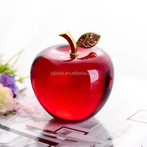 Valentine's day gifts red color custom crystal apples figurine decoration gift glass apples paperweight