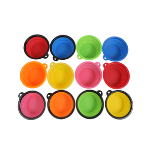 Campione gratuito <span class=keywords><strong>tasca</strong></span> pieghevole in Silicone da viaggio cibo per animali ciotola per cani da viaggio pieghevole in Silicone da 350ml ciotole e mangiatoie per animali domestici 100 pezzi arrotondati - Product Image 1