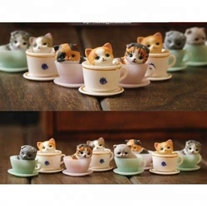 Oyuncak fabrikada Custom Made Mini karikatür seri Polystone rakamlar Oem kedi çay bardağı şekil reçine oyuncak minyatür Kawaii oyuncaklar - Product Image 4