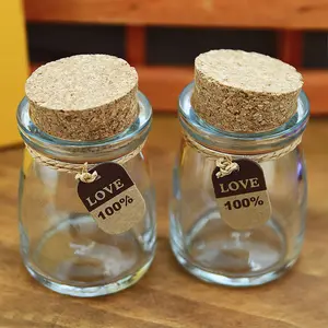 Designer Glass Jars 100ml Clear Food Grade Glass Jar With Cork For Food Jam Pudding Yogurt