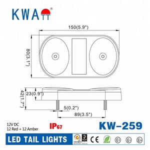 Feux arrière ovales de véhicule de haute qualité d'usine, 24 LED, 12V, avec arrêt automatique, pour camion, remorque, marine, avec homologation <span class=keywords><strong>E</strong></span> - Product Image 6