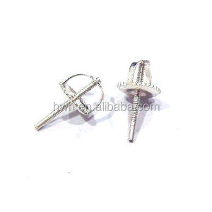 H1209/S 925 Solid <strong>Silver</strong> <strong>Earring</strong> Screw Pin and 5mm <strong>Back</strong> - Product Image 3