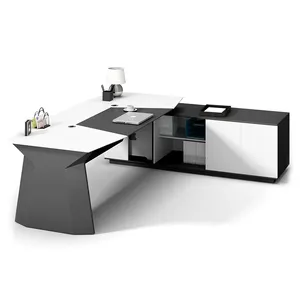 Bureau en bois massif élégant et tendance, meuble de bureau, personnalisé, OEM, avec armoire, à la mode