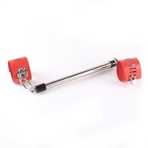 <strong>Leather</strong> Black Red <strong>Bondage</strong> Spreader bar With Hand and Ankle <strong>Cuffs</strong> Under <strong>Bondage</strong> Toys for Slave Game Play