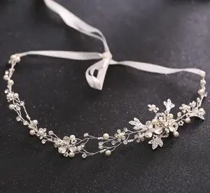 Goud Zilver Kleur Parel Kristal Hoofdband Bruiloft Haaraccessoires Wijnstok Crystal Bridal Tiara Hoofddeksel Diamante Nieuwe Haar Sieraden