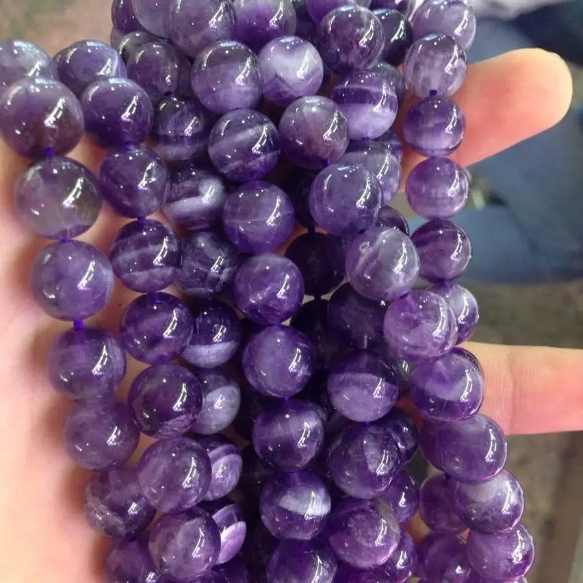2024 wholesale natural round stone amethyst gemstone beads for jewelry making