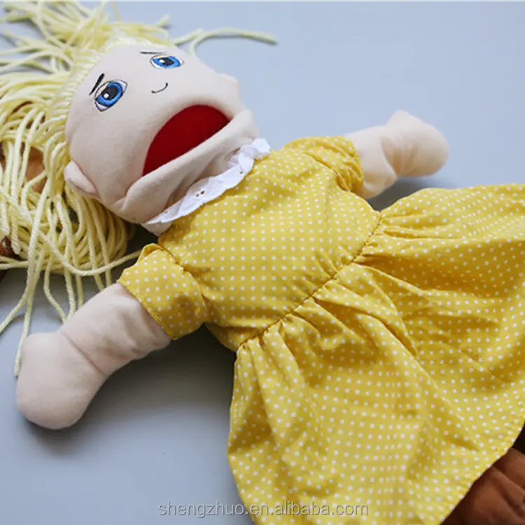 Custom cute children toys families stuffed plush girl hand puppet soft toy stuffed puppets