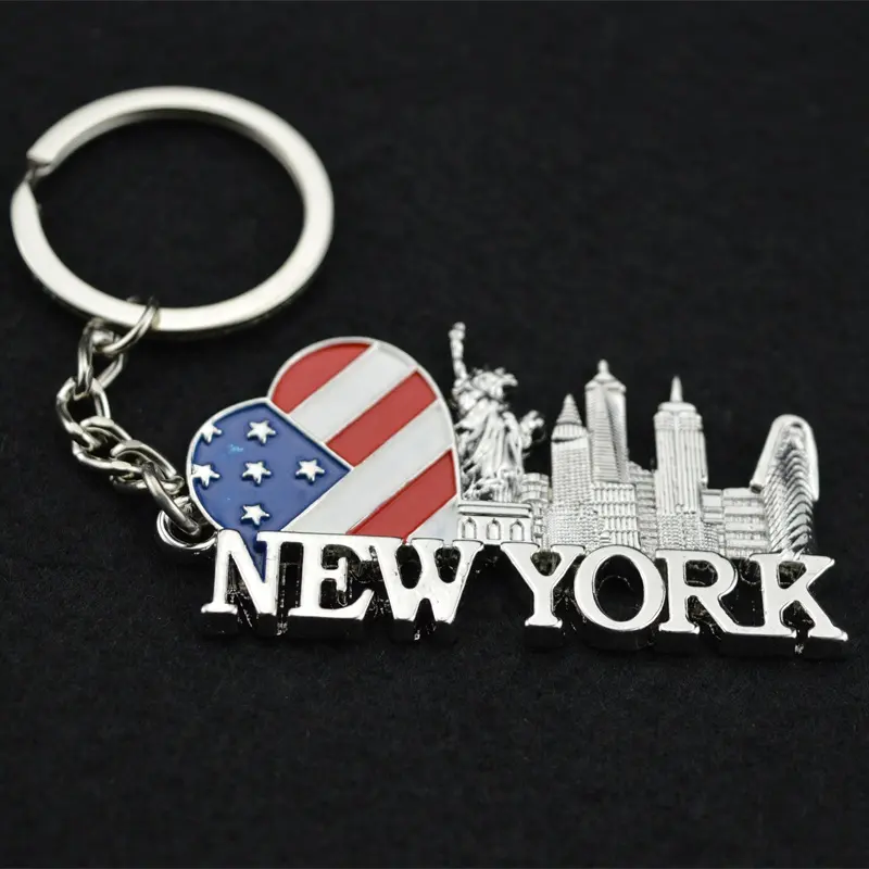 Grosir Gantungan Kunci Logam Souvenir New York City Skyline USA