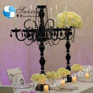 ZT-180 Wholesale Wedding Centerpiece Crystal <strong>Black</strong> <strong>Candelabra</strong> - Product Image 3