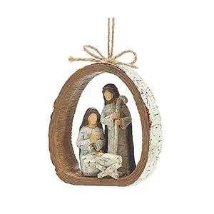 Ornamento colgante navideño de resina de la Santa Familia