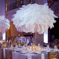 Ifg atacado 70-75cm placas de avestruz brancas para decoração de mesa de casamento
