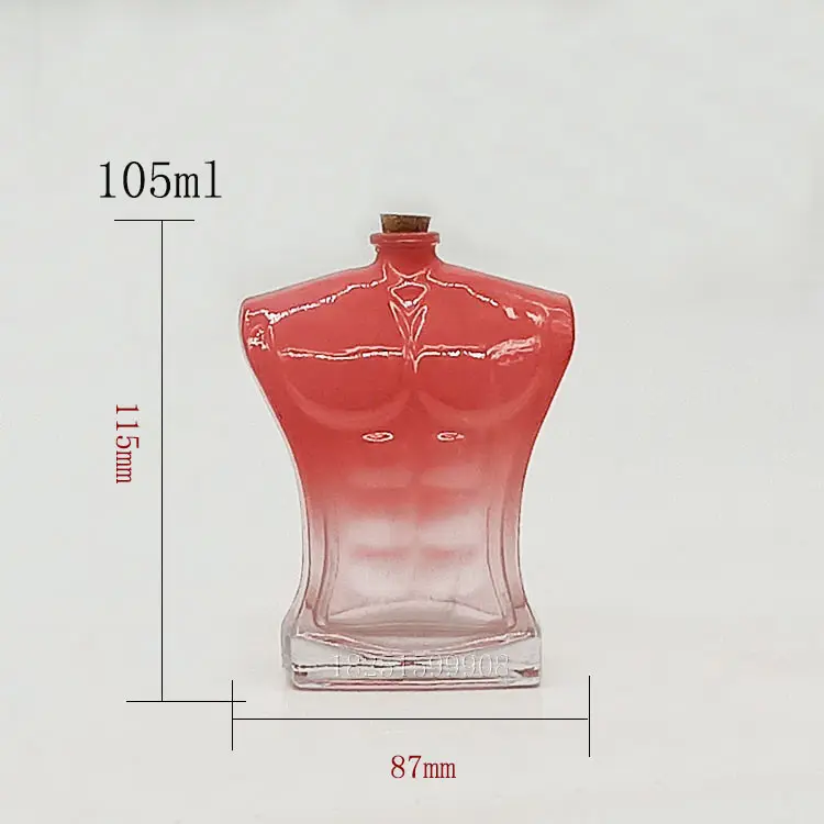 Sexy Glass Wine chai Hồng 100ml người đàn ông cơ thể có hình dạng Glass Vodka Chai