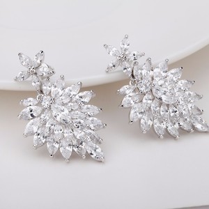 Teemi <span class=keywords><strong>2015</strong></span> de moda de lujo magnífico pluma en forma de Femal pesado de novia Pendientes de corte marquesa Cubic Zirconia - Product Image 3
