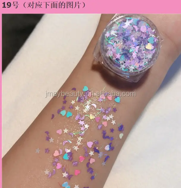 Wholesale private label customized cosmetic makeup chunky glitter gel pighment eyeshadow for eye and body chunky glitter