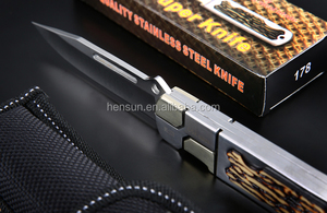 Portable Outdoor Lipat Pisau Perak Nikel Meningkatkan SS Menangani Berkemah Kelangsungan Hidup Berburu Pisau Saku dengan Drop Point Blade - Product Image 4