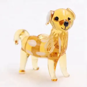 Da collezione Adulto di Piccola Taglia Del Cane Golden Retriever Soffiato A Mano In Vetro di Murano Figurine Animali