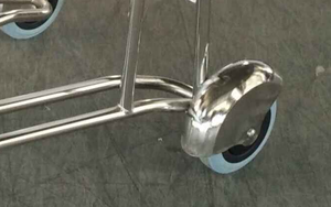 Chariot de supermarché en acier inoxydable, 4 roues, sans frein - Product Image 3