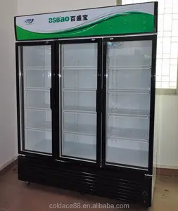 R304a Refrigerant Tegak Pintu Kaca Minuman Chiller/Display Cooler