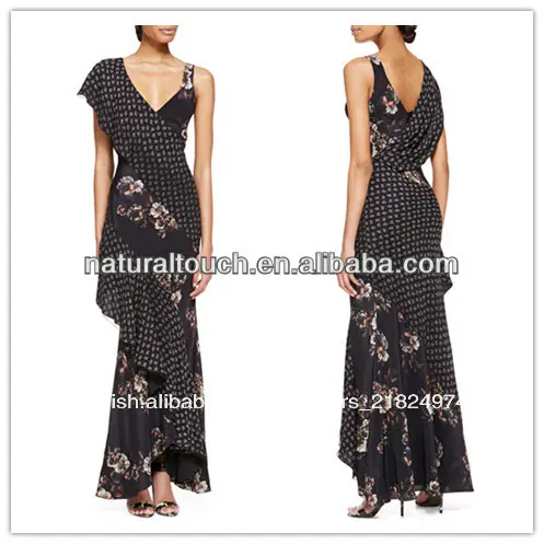 2014 la nueva moda mezclado florales impresos casual de las señoras vestidos de imágenes( ylq03308)