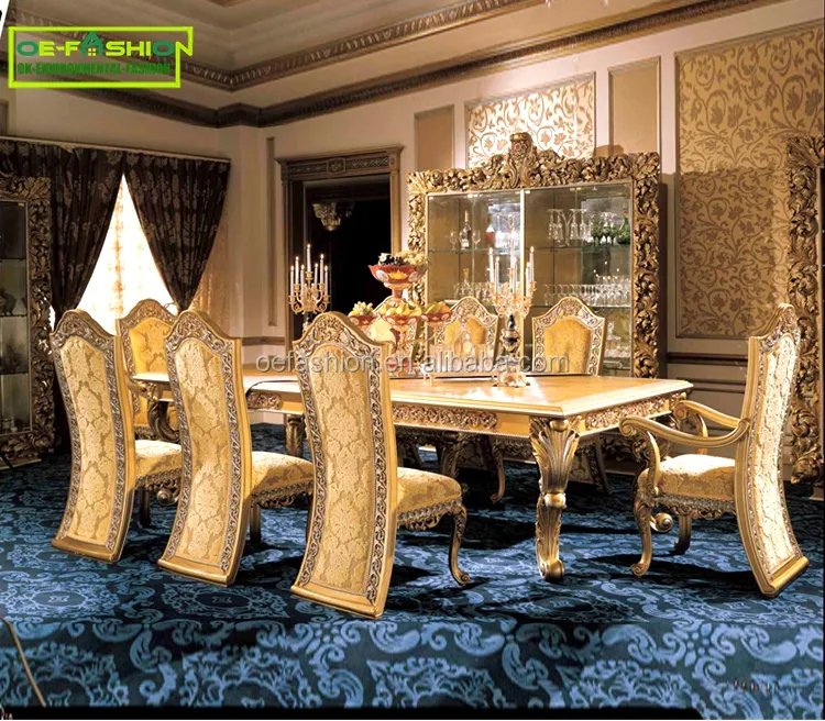 China fabricante de móveis personalizado luxuoso estilo italiano mesa de jantar de madeira sólida