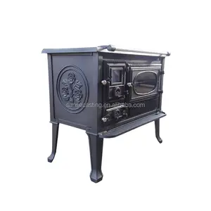 מכירה ישירה במפעל עץ בוער תנור ברזל יצוק עם תנור עם צבע שחור