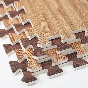 Carreaux de mousse Eva imbriqués, Grain de bois doux, 8 pièces