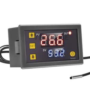 Pengendali Temperatur Digital LED, Termostat W3230 DC 12V 24V 110V-220V AC, Tampilan LED dengan Instrumen Kontrol Pendingin Pemanas