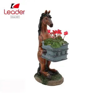 Creatieve Hars Paard Beeldje met Potten Planter Bloempot en Planten Grote Bloempot