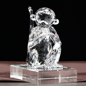 Figura de mono de cristal óptico, modelo de animal del zodiaco chino