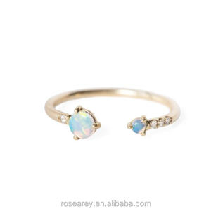 De pequeñas piedras preciosas fabricante de joyería delicada <span class=keywords><strong>piedra</strong></span> de color, las mujeres dama ajustable abierta turquesa y <span class=keywords><strong>anillo</strong></span> de ópalo - Product Image 5
