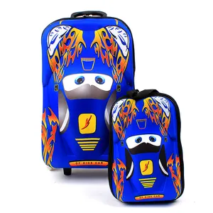 Mochila escolar carrinho com rodas para crianças, mochila de eva infantil, desenho animado 3d