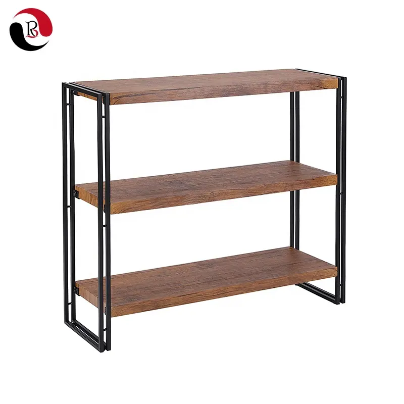 Floor Standing Black 3-Tier Metal BookshelfためStudy Room