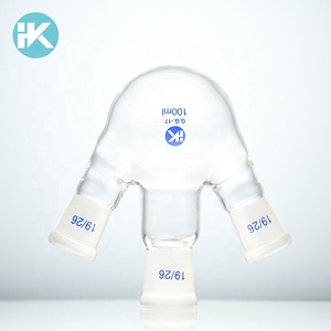 Estándar de alta calidad de la boca 100 ml 3 cuello fondo redondo frasco oblicua forma cuello 3 hirviendo frasco - Product Image 3