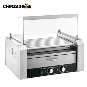 Grill à saucisses en acier inoxydable, 9 rouleaux, Machine à Hot-Dog électrique commerciale avec <span class=keywords><strong>chauffe</strong></span>-chignon, prix d'usine - Product Image 1