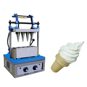 Otomatis 4 Kepala Es Krim Cone Kue Mesin Es Krim Waffle Cone Maker