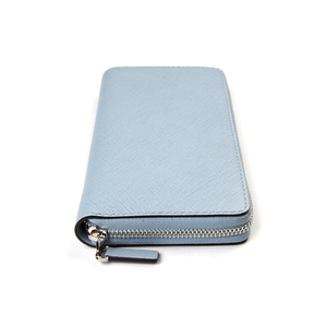Saffiano-billetera de piel auténtica para mujer, monedero con ranuras para tarjetas, color azul - Product Image 5