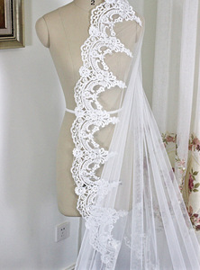 Morili New Style White Ivory 3 Meters <strong>Long</strong> Bridal Accessory One Layer Lace <strong>Wedding</strong> <strong>Veils</strong> with Comb MVA364 - Product Image 4