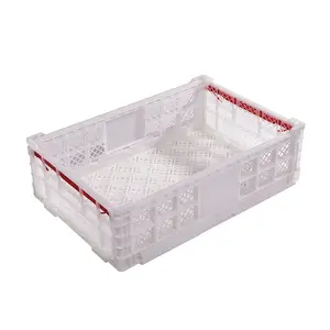 Folding Crate Mesh Surface Storage Box with Handle Small Plastic Plastic Fruit Vegetable Storage Basket -5l 600 X 400 X220 Mm