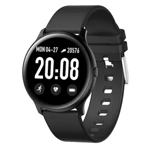 厂家价格KW19 1.3英寸高清屏幕硅胶表带Bt呼叫心率监控时尚智能手表