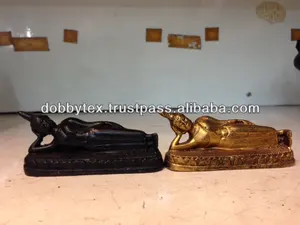 Figuren Slapen Boeddha Hars Thailand In Zwart En Goud Religieuze Sculptuur