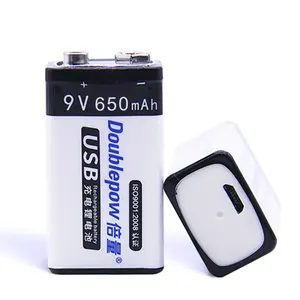 Sel Datar Ion Lithium 9V 650Mah Usb Baterai Polimer Logam