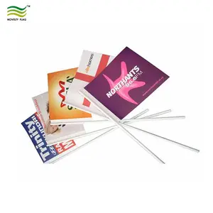 Custom plastic PE PVC Paper Polyester hand waving flags hand held flags with stick