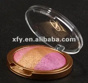 Baked Sombra de Ojos profesional de Tres colores en Uno de Oro + Rosa + color de Rosa Caliente