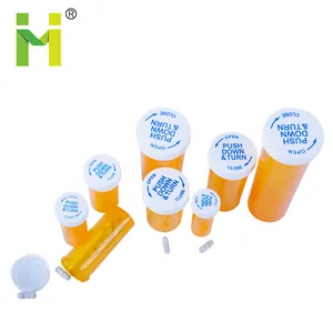 13 dram frascos de plástico 50 ml, frasco de plástico transparente de grau alimentar com tampa infantil laranja garrafas vazias para tablet farmacêutica