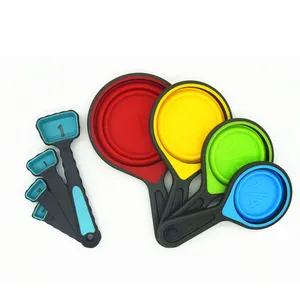Benhaida-juego de 8 piezas de tazas y cucharas medidoras personalizadas de silicona plegables