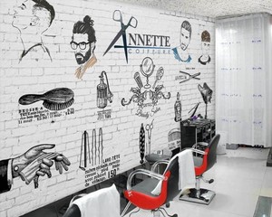 Papier peint pour salon de coiffure pour hommes, salon, pas de Sharon, papier peint photo - Product Image 1