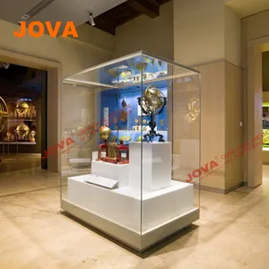 Soporte de museo de buena calidad con estantes de cristal para muebles de exposición