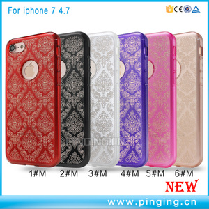 Estilo Popular <span class=keywords><strong>de</strong></span> la flor patrón láser talla cubierta del teléfono móvil para el iphone 7 tpu caso <span class=keywords><strong>de</strong></span> la contraportada - Product Image 1