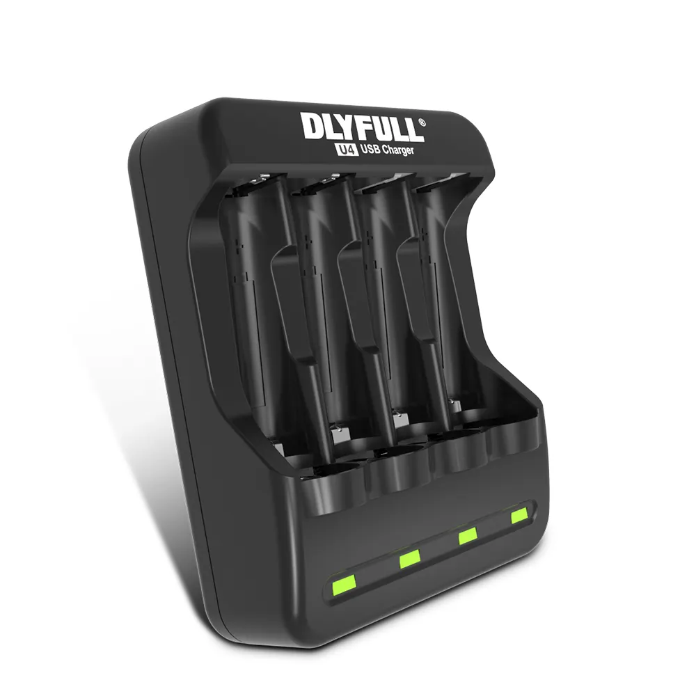 Dlyfull U4 USB Charger Rechargeable AA AAA Battery with 0dv, -dv Smart Charger 4 slots 4Bays Led USB Battery Charger