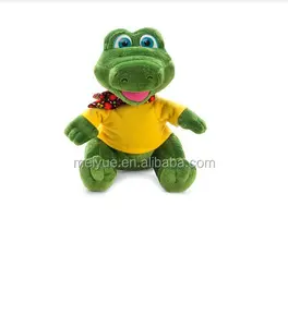 Super Doux Bébé Jouets En Peluche Crocodile Vert Porter T-shirt Jaune et Foulard